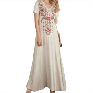Soft Surroundings Bahia Vista Embroidered Dress5 Women's size Medium M Soft Maxi
